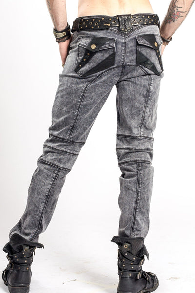 Chiseled Organic stretch denim and leather Pants - anahata designs