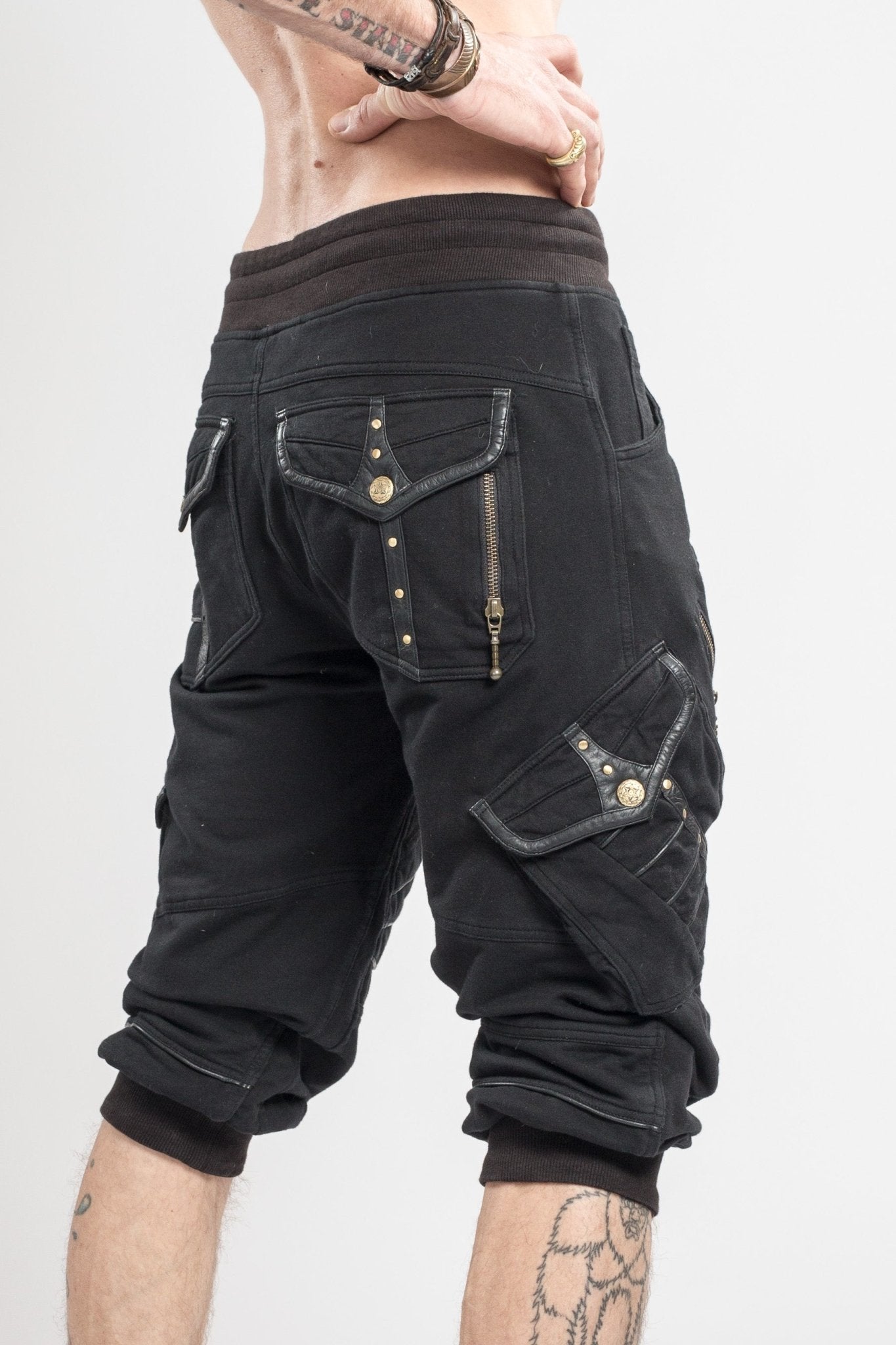 Chiseled Organic stretch denim and leather Pants - anahata designs