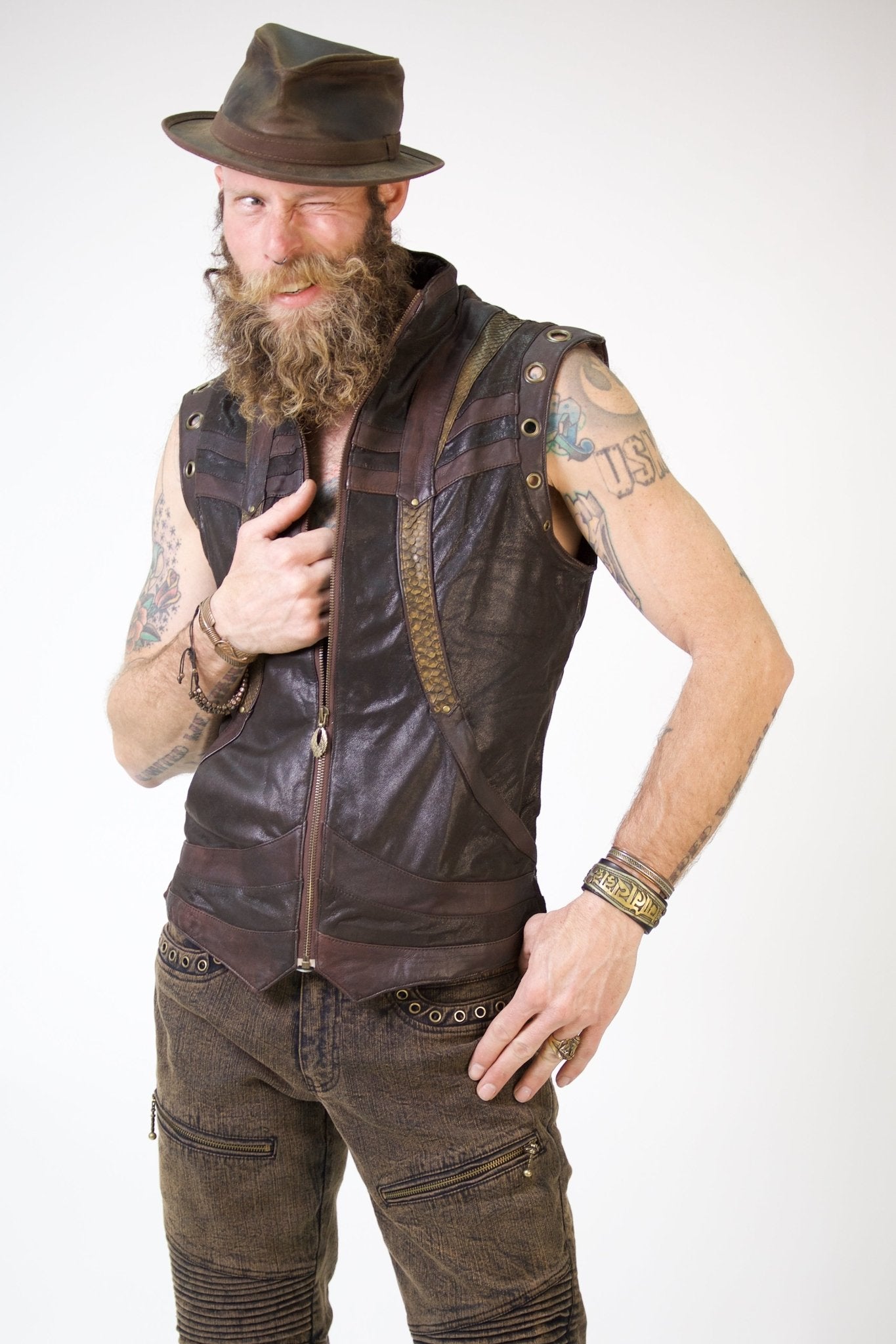 Taurid Leather and Python Vest
